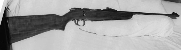 The 22.-caliber rifle that 15-year-old James Gordon Wolcott used to murder his father, mother and 17-year-old sister.