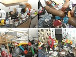 Couple jailed for cruelty after their three young sons were found living in disgusting squalor with 'overpowering stench' of rotting food and excrement