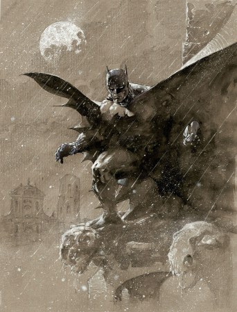 Piazza San Prospero in Italy served as an inspiration for one of Jim Lee's drawings of Batman. (Courtesy Jim Lee / DC Entertainment)